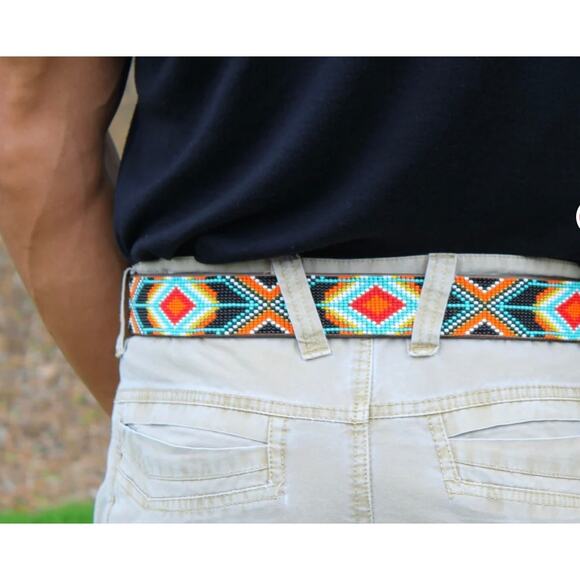 NWOT SAMBBOHO Hand Beaded BIARRITZ MEN'S BELT size S $130 - Picture 2 of 10